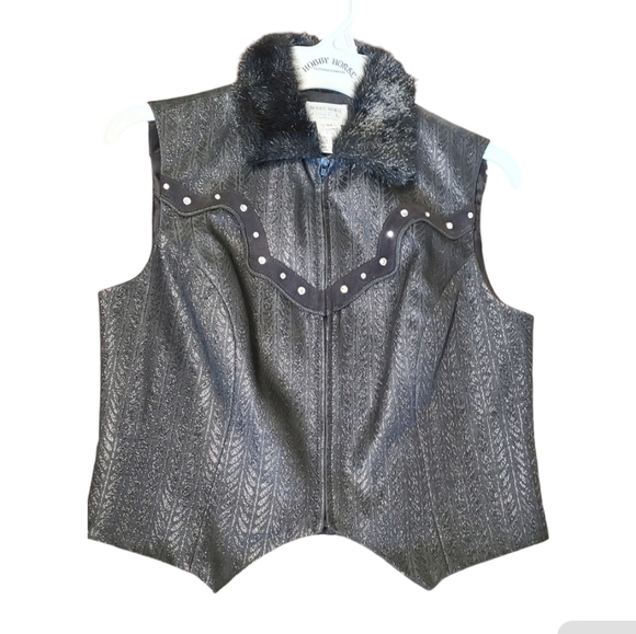 Hobby Horse Tops - Black Nwt Vintage Hobby Horse zip up vest size medium